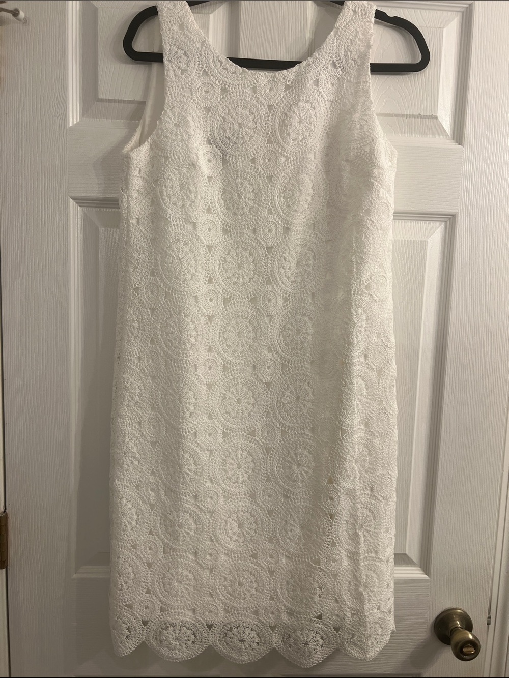 Talbots White Sleeveless Lace Midi Dress